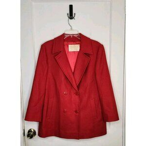 Vintage Pendleton Pea Coat Women Sz 10 Red Wool Double Breasted Jacket USA